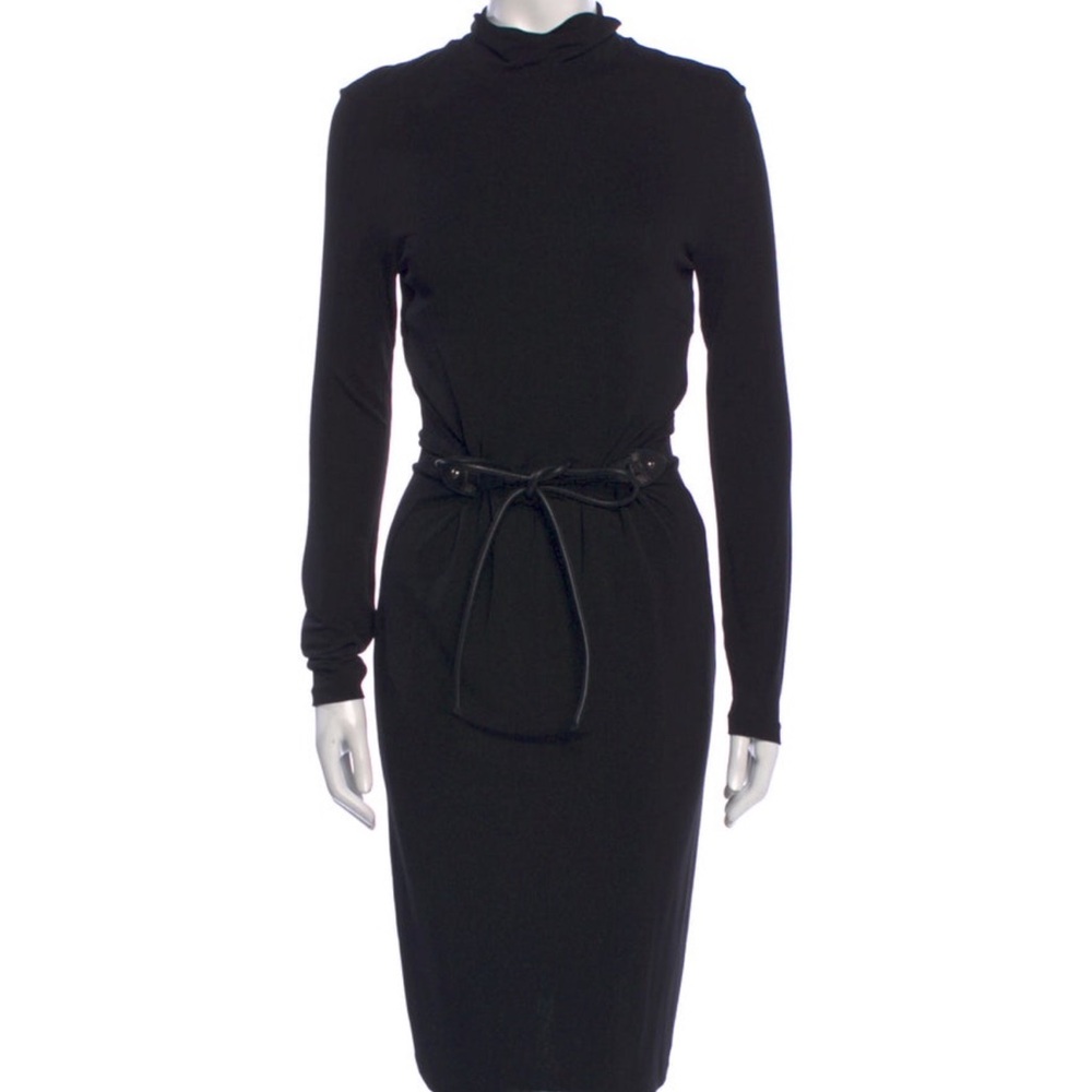 Dsquared Turtleneck Elegant Black Long Sleeve Dress